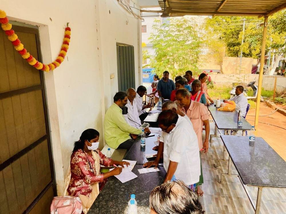 Medical consultation at community health camp